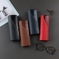 Boîte de rangement pour lunettes de soleil E88 en cuir PU fait main, semi-rigide, légère, tendance, portable, résistante à la pression, avec fermeture magnétique