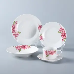 wholesale 20pcs white decal ceramic porcelain dinner set for dinner use