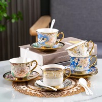Ensemble de tasses et soucoupes à thé en céramique victorienne britannique, élégant service à thé vintage en porcelaine pour anniversaire, église, thé de l'après-midi, cadeau
