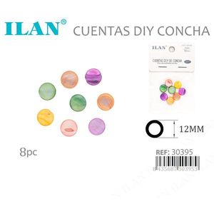 Perline ILLAN a conchiglia fai da te, 12mm, multicolore, 8 pz, per creazione gioielli - Product Image 3