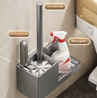 Brosse de toilette rectangulaire moderne et durable en plastique à fixer au mur avec support pour usage hôtelier
