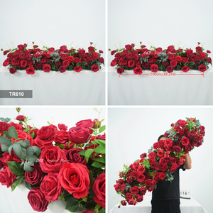 พวงมาลัยดอกไม้สีแดงเข้มสุดหรู สำหรับตกแต่งโต๊ะจัดเลี้ยง โต๊ะประธาน และเวที - Product Image 3