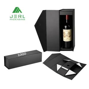 사용자 정의 로고 럭셔리 마그네틱 접이식 단일 레드 샴페인 와인 병 포장 선물 상자 샴페인 상자