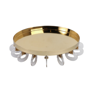 Vassoio Decorativo Rotondo in Metallo con Anelli in Acrilico, Centrotavola Moderno e Glamour per Casa, Comodino e Tavolino da Caffè - Product Image 2