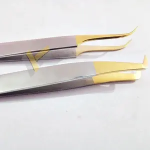 베스트 셀러 3D 라운드 볼륨 골드 팁 매혹적인 회색 일본 스테인레스 스틸 속눈썹 확장 족집게 사용자 정의 로고