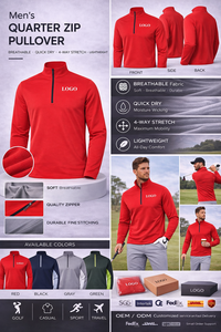 Sweat-shirt de golf personnalisé à col zippé, respirant, anti-humidité, séchage rapide, manches longues - Product Image 2