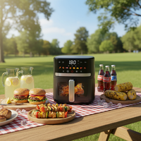 Friteuse à air électrique 1350W, capacité 5L, carrée, classique, sans huile, pour la maison, avec contrôle tactile numérique et écran LCD