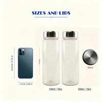 Bouteille shaker en plastique Tritan de 16 oz sans BPA avec bouchon en acier inoxydable, réutilisable, transparente, pour jus, protéines, sport