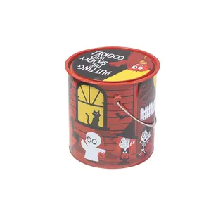 Hotsale Small Cute Cartoon Metal Tin Box With Handle For Kids Gift Packing Custom Printed Round Chocolate Tin Can