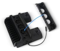 Compatible avec PS4/SLIM/PRO, station de charge et de refroidissement multifonction (ventilateur de refroidissement + support de disque + chargeur double)