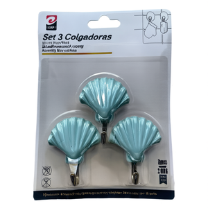 Ensemble de 3 crochets muraux fantaisie en coquillages mélangés, capacité de 2,0 kg - Product Image 1