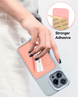 Étui de protection portable pour téléphone et gloss à lèvres avec motif de bonbons en silicone, fermeture ouverte, avec support adhésif
