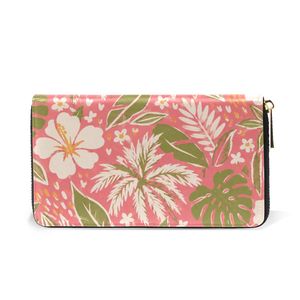 New Arrival Custom Long PU Leather Wallet Hawaiian Hibiscus Pattern Print <b>Card</b> Holder Fashion <b>Purse</b> for <b>Women</b> - Product Image 4