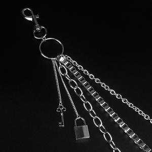 Cadena de cintura metálica de tres capas estilo Hip Hop, plateada, unisex, para espectáculos de danza, diseño geométrico - Product Image 3