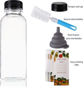 Vente en gros de bouteilles de jus en plastique de 8 oz, 12 oz, 16 oz avec bouchon. Bouteilles de jus carrées personnalisées de 250 ml, 350 ml, 500 ml avec bouchons anti-effraction - Product Image 2