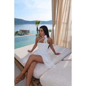 ชุดเดรสผ้าทูลสั้นสีขาว Delilah สำหรับคลุมชุดว่ายน้ำ - Product Image 3