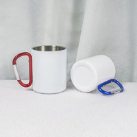 Mug isotherme portable en acier inoxydable à double paroi avec mousqueton, 220 ml et 300 ml, pour camping, randonnée, voyage, tasse à café, personnalisable par sublimation, vierge