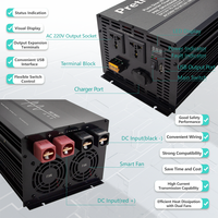 Pretiosus Inverter 2500Watt 2.5kw Onduleur à onde sinusoïdale pure avec chargeur DC12v 24v 48v à AC110/120/220/240v Convertisseur de puissance