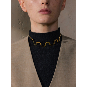 Jinyue 4831 nuovo arrivo collana a catena a onde d'oro impermeabile 316L in acciaio inox in metallo girocollo collana per le donne gioielli - Product Image 3