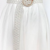 Ceintures perlées tendance version coréenne, largeur 3,5 cm, en alliage et perles artificielles, boucle ardillon, accessoires de taille élégants
