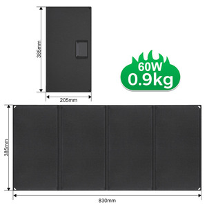 Panel Solar Plegable Impermeable BC de 60 Vatios y 18V, Portátil, con USB-A Tipo C, QC3.0, PD30W para Teléfonos Celulares y Computadoras Portátiles - Product Image 1