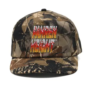 Wholesale Slightly Curved Brim 5 Panel Sports Camo Snapback Hats Custom Embroidery Logo