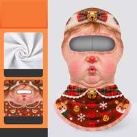 Cagoule de ski amusante pour homme, imprimée visage de bébé 3D, avec moustache blanche, couvrant entièrement le visage, respirante, avec ouverture pour les yeux, extensible