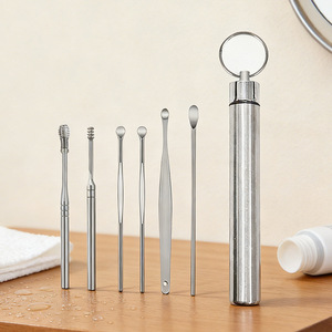 Stainless Steel <b>Ear</b> <b>Pick</b> 6 Piece Set Portable Keychain <b>Ear</b> Cleaning Tool - Product Image 1