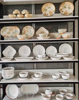 Ensemble de 3 bols à soupe et saladiers en porcelaine écologiques de haute qualité, rose/vert clair, résistants au four, non toxiques, nouveau style chinois