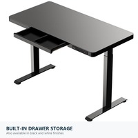 Bureau debout électrique moderne en métal à moteur unique, réglable en hauteur, avec tiroir, noir/blanc, pour bureau à domicile et usage commercial