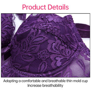 <span class=keywords><strong>Soutien</strong></span>-<span class=keywords><strong>gorge</strong></span> ajustable confortable à bonnets push-up ultra-fins et grande taille avec dentelle florale pour femme – Ventes Flash - Product Image 5