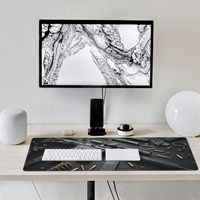 Tapis de souris XXL surdimensionné à motif floral personnalisé, imperméable, antidérapant, avec bordure renforcée