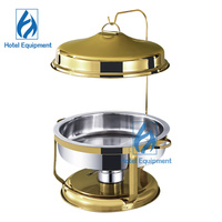 Service Traiteur Fête Chauffage Nourriture Bain-Marie Luxe Couvercle Suspendu 9L Acier Inoxydable Or Réchaud de Buffet Professionnel pour Restaurant