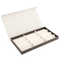Boîte de présentation haut de gamme en cuir pour lunettes et lunettes de soleil, 12 compartiments, avec fermeture magnétique, design multi-grilles, grande capacité de rangement