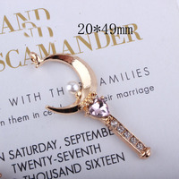 Bijoux DIY Collier Bracelet Boucles D'oreilles Porte-clés Flottant Strass Perle Coeur Arc Lune Magique Bâton Baguette Alliage Charmes Pendentifs