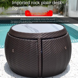 Conjunto de Mesa y Sillas de Jardín, Combinación de Ratán Informal para Exteriores, Resistente al Sol y al Agua, para Terraza, Jardín, Balcón - Product Image 6