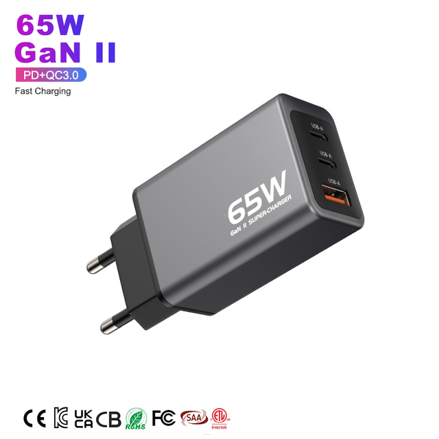 65W GaN PD Universal USB C Fast Charger Adapter Portable OTP Laptops Mobile Phones iPhones iPads Wall Charger for Other Devices