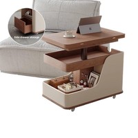 Table console mobile moderne pour petits appartements, pliable, mobilier de salon, plateau en bambou, chariot de service relevable en bois, table d'appoint domestique