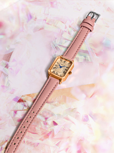 Women's Retro Fashion Classic Quartz Alarm Pointer Watch <b>Case</b> 25mm Dial Alloy Glass New Light Luxury Temptament Leather Band - Product Image 6
