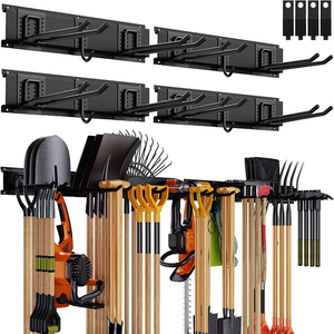 Organizador de herramientas de garaje de metal de 64 pulgadas, soporte de estante de herramientas de alta resistencia para montaje en pared, ganchos ajustables para equipo de jardín de patio de garaje - Product Image 3