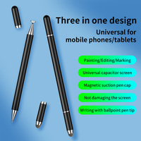3 in 1 Stylus kalem Tablet dizüstü aktif kapasitif çizim yazma telefon kalem tükenmez kalem ile IP Android için