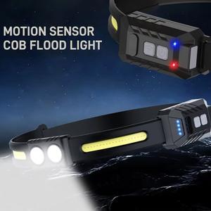 Lampe frontale LED rechargeable légère de haute qualité avec capteur de mouvement étanche IP44 363 lumens sangle de tête fixe double lumière - Product Image 4