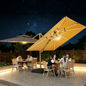 Parasol romain double tête <span class=keywords><strong>haut</strong></span> <span class=keywords><strong>de</strong></span> <span class=keywords><strong>gamme</strong></span> pour extérieur, imperméable, commercial, pour villa, jardin, cour, avec LED solaire, grand format - Product Image 2