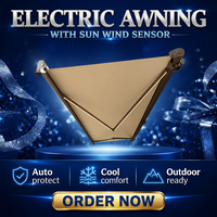 Auvent électrique à cassette intégrale avec capteur vent et soleil pour pergola, gazebo et pavillon