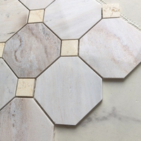 Nouvelle conception de mosaïque hexagonale et octogonale en marbre blanc doré de luxe pour salle de bain et crédence de cuisine