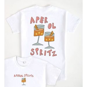 เสื้อยืด Aperol Spritz สีขาว คอกลม พิมพ์ลายกราฟิก ชุดลำลอง - Product Image 1
