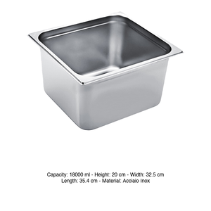 Recipiente para Alimentos GN 2/3 de Acero Inoxidable 18/10, 35.4 × 32.5 × 20 h cm, 1491 g, Inox, Macel - Product Image 3