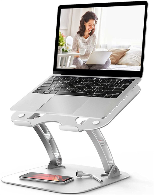 Best Seller Aluminum Laptop Stand Double Shaft Ergonomic Adjustable Height Notebook Riser Foldable Tablet Holder for Desk