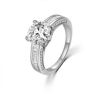 Four Prong <b>Solitaire</b> Classic Round Moissanite <b>Ring</b> S925 Sterling <b>Silver</b> Two Tone Engagement Wedding Jewelry Gift For Women - Product Image 2