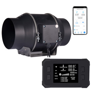 BAVAGREEN 8 Inch Blower Exhaust Duct Fan with EC Motor WiFi App Hydroponic Inline Duct Fan and <strong>Temperature</strong> Humidity <strong>Controller</strong> - Product Image 1